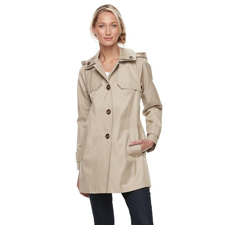 Women's Towne By London Fog Button-down Jacket, Size: Xl, Beige Oth