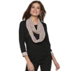 Women's Elle&trade; Mock-layer Top & Scarf Set, Size: Xxl, Black