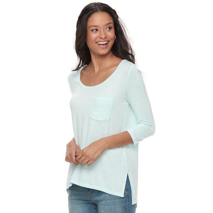 Juniors' So V-back Pocket Tee, Teens, Size: Medium, Dark Blue