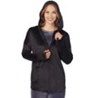 Women's Cuddl Duds Double Plush Velour Long Sleeve Full Zip Hoodie, Size: Xl, Black