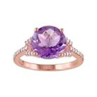 10k Rose Gold Amethyst & 1/6 Carat T.w. Diamond Ring, Women's, Size: 9, Purple