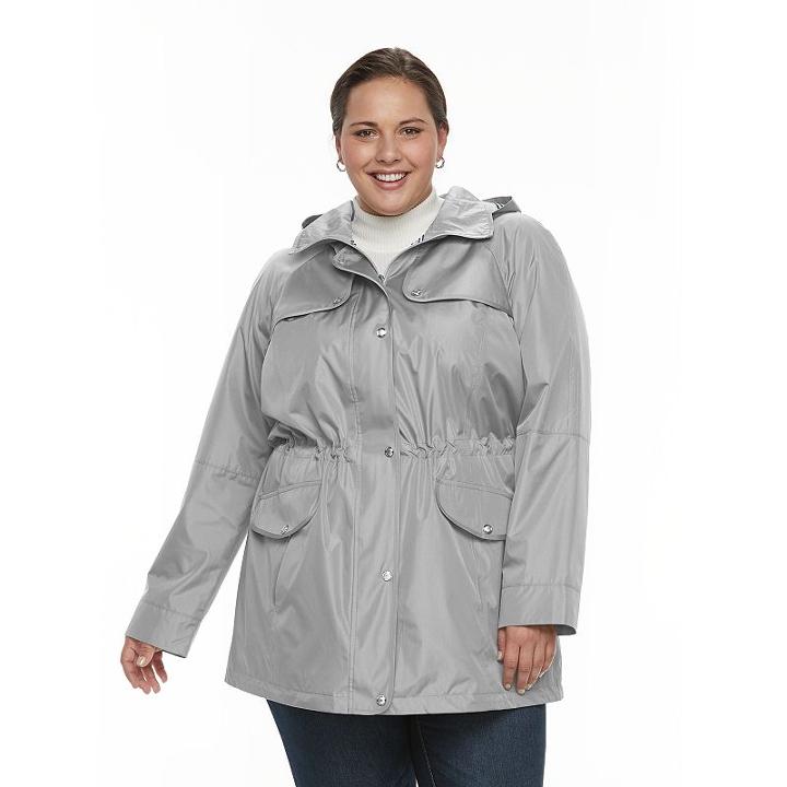 Plus Size Croft & Barrow&reg; Hooded Drawstring Anorak Jacket, Women's, Size: 1xl, Grey Other