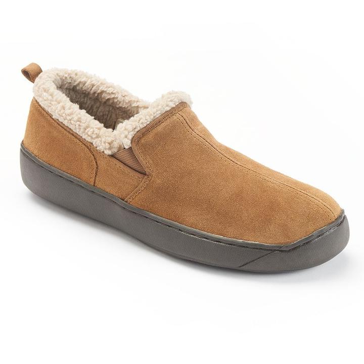 Hideaways By L.b. Evans Roderic Suede Men's Slippers, Size: 12 Wide, Beig/green (beig/khaki)