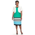 Plus Size Maya Brooke Colorblock Sheath Dress & Solid Jacket Set, Women's, Size: 18 W, Turquoise/blue (turq/aqua)
