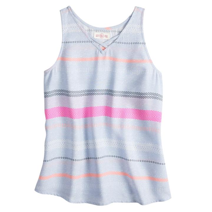 Girls 7-16 & Plus Size So&reg; Woven Cross Front Tank Top, Size: 10, Med Blue