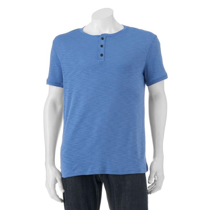 Men's Apt. 9&reg; Modern-fit Slubbed Henley, Size: Medium, Blue (navy)