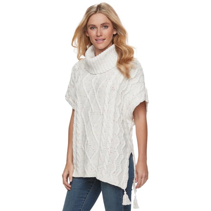 Women's Sonoma Goods For Life&trade; Cable Knit Poncho Sweater, Size: S-m, White