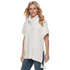 Women's Sonoma Goods For Life&trade; Cable Knit Poncho Sweater, Size: S-m, White