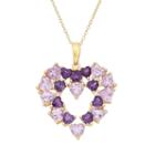 Amethyst 18k Gold Over Silver Heart Pendant Necklace, Women's, Size: 18, Purple