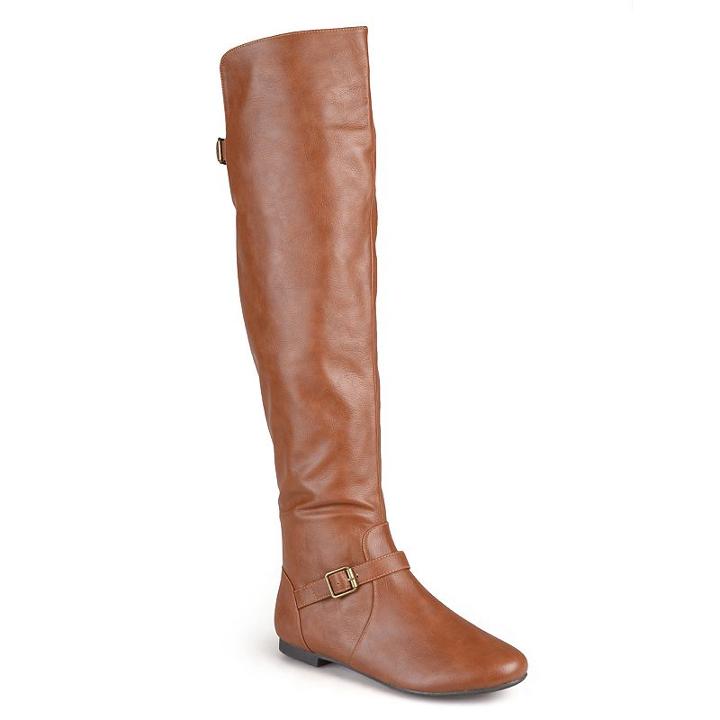 Journee Collection Loft Women's Knee-high Riding Boots, Girl's, Size: 8 Wc, Beig/green (beig/khaki)
