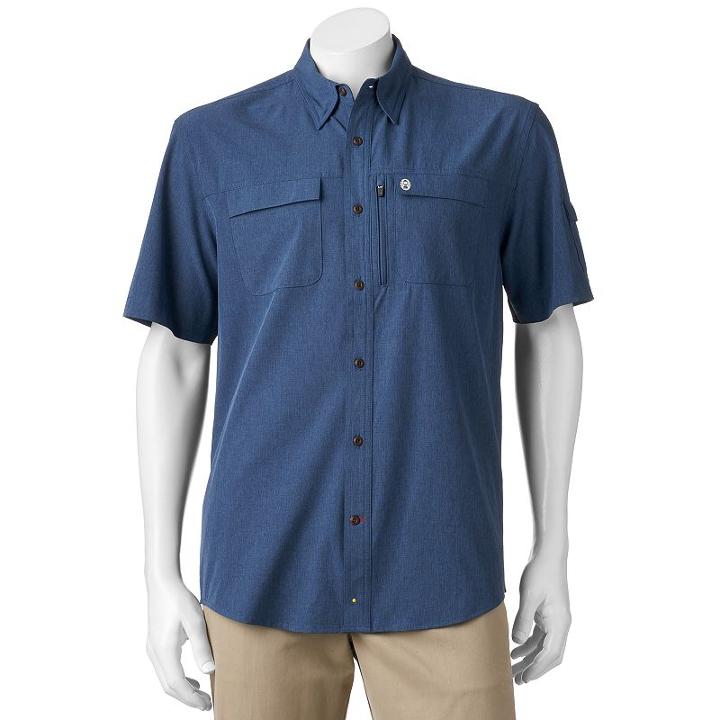 Men's Coleman Classic-fit Chambray Stretch Performance Button-down Fishing Shirt, Size: Xl, Light Blue