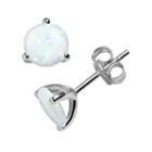 Sterling Silver Lab-created Opal Stud Earrings, Women's, White