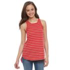 Juniors' So&reg; Lace Trim Split-back Tank, Teens, Size: Medium, Med Red