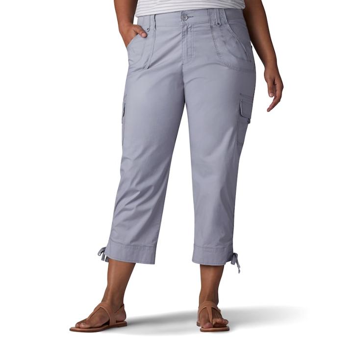 Plus Size Lee Nikki Cuffed Poplin Capris, Women's, Size: 16 - Regular, Med Grey
