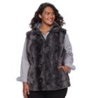 Plus Size Gallery Reversible Faux-fur Vest, Women's, Size: 1xl, Black