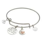 Love This Life Two Tone Love You To The Moon And Back Charm Bangle Bracelet, Women's, Silver