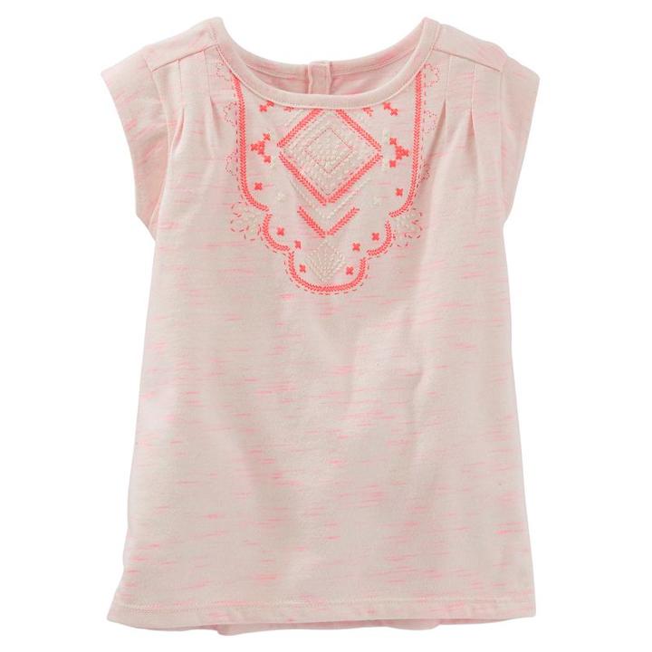 Girls 4-6x Oshkosh B'gosh&reg; Puff-print Space-dyed Tee, Size: 6x, Light Grey