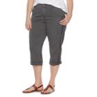 Plus Size Sonoma Goods For Life&trade; Embroidered Panel Capris, Women's, Size: 22 W, Dark Grey