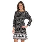 Women's Larry Levine Printed Shift Dress, Size: Large, Dark Grey