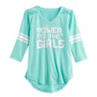 Girls 7-16 So&reg; 3/4-sleeve Lace Sporty Tee, Size: 10, Turquoise/blue (turq/aqua)