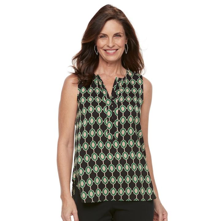 Women's Dana Buchman Crepe Sleeveless Blouse, Size: Xs, Med Green