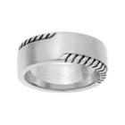 Lynx Men's Stainless Steel Grooved Ring, Size: 11, Grey