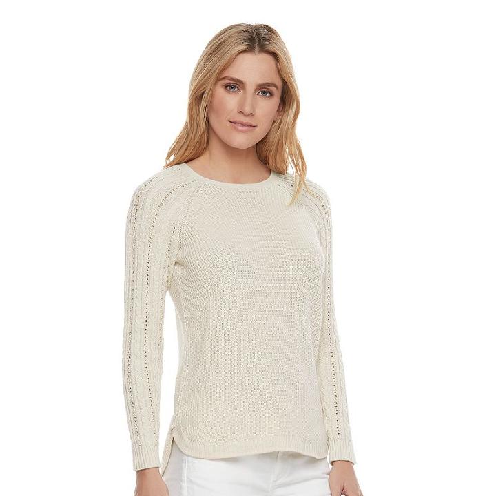 Women's Sonoma Goods For Life&trade; Pointelle Crewneck Sweater, Size: Xl, White