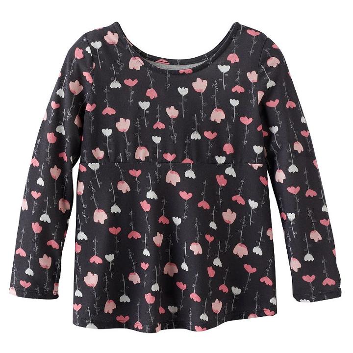 Girls 4-10 Jumping Beans&reg; Print Pieced Long-sleeve Tunic, Size: 10, Grey
