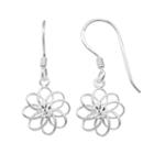 Sterling Silver Crystal Flower Drop Earrings, Women's, White