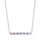 Red, White & Blue Crystal Silver Tone Bar Necklace, Women's, Size: 18, Multicolor
