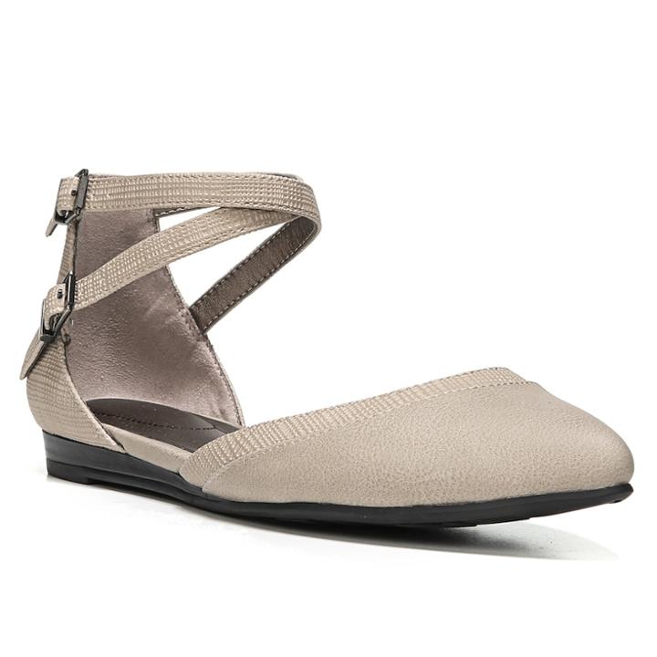 Lifestride Quincy Women's D'orsay Flats, Size: Medium (8), Beig/green (beig/khaki)