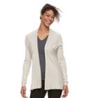 Women's Dana Buchman Ribbed Open-front Cardigan, Size: Large, Lt Beige