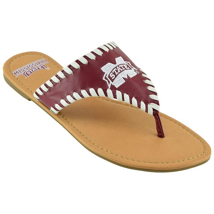 Women's Mississippi State Bulldogs Stitched Flip-flops, Size: 6, Dark Red