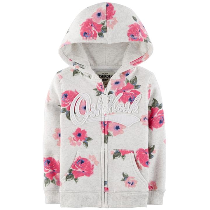 Toddler Girl Oshkosh B'gosh&reg; Logo Fleece Hoodie, Size: 5t, Light Grey