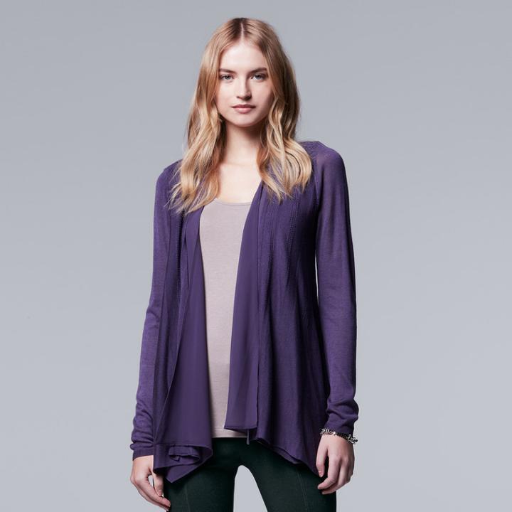 Women's Simply Vera Vera Wang Flyaway Cardigan, Size: Xs, Drk Purple