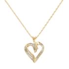 18k Gold-over-silver 1/4-ct. T.w. Diamond Heart Pendant, Women's, White