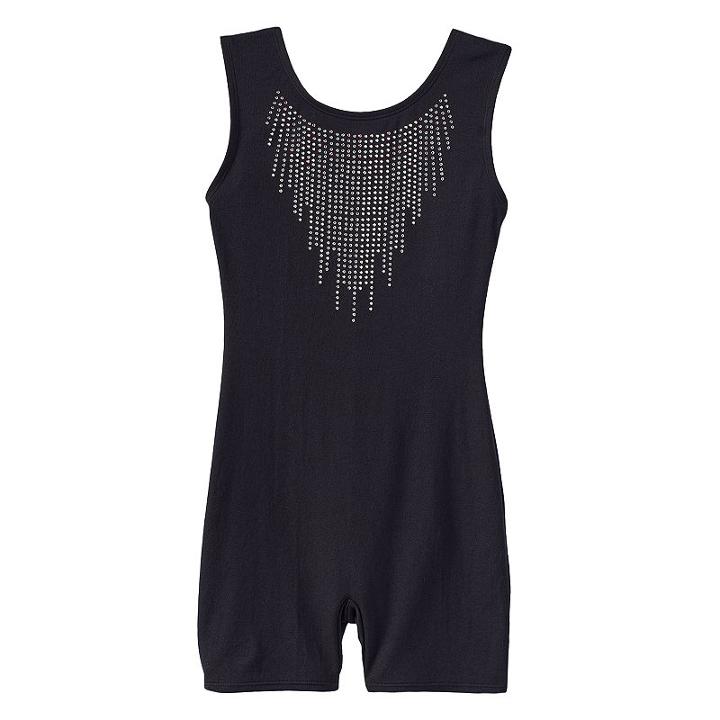 Jacques Moret Rhinestone Dance Biketard - Girls 4-14, Size: Xs, Black