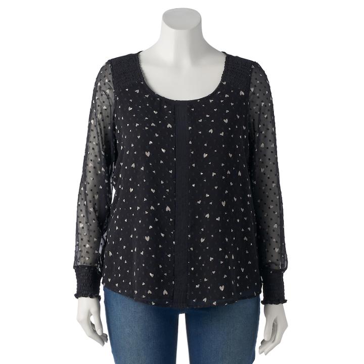 Plus Size Lc Lauren Conrad Chiffon Sleeve Top, Women's, Size: 2xl, Black