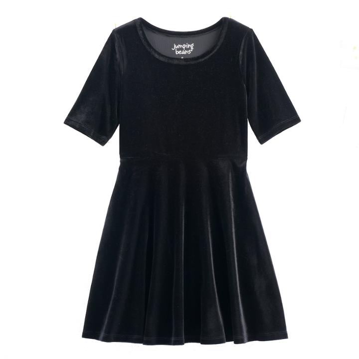Girls 4-10 Jumping Beans&reg; Velour Skater Dress, Size: 4, Black