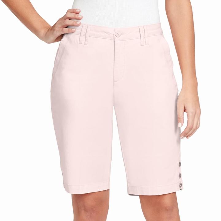 Women's Gloria Vanderbilt Violet Twill Bermuda Shorts, Size: 10, Pink