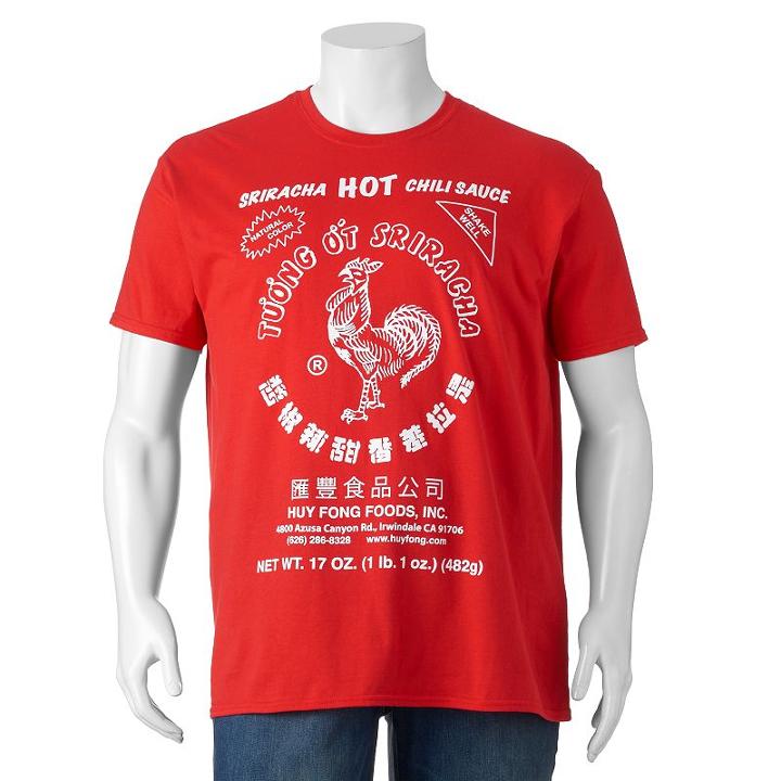 Big & Tall Sriracha Logo Tee, Men's, Size: Xl Tall, Red