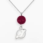 Logoart New Jersey Devils Sterling Silver Crystal Ball Pendant, Women's, Size: 18, Red