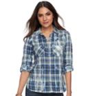 Women's Rock & Republic&reg; Twill Shirt, Size: Medium, Blue