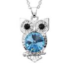 Illuminaire Crystal Silver-plated Owl Pendant - Made With Swarovski Crystals, Women's, Size: 18, Blue