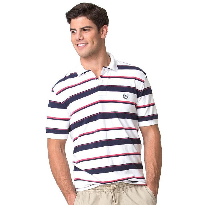 Men's Chaps Classic-fit Striped Stretch Polo, Size: Large, White