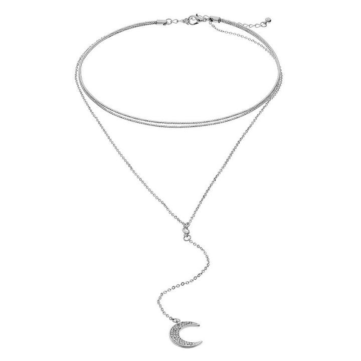 Mudd&reg; Crescent Moon Layered Y Necklace, Women's, Silver