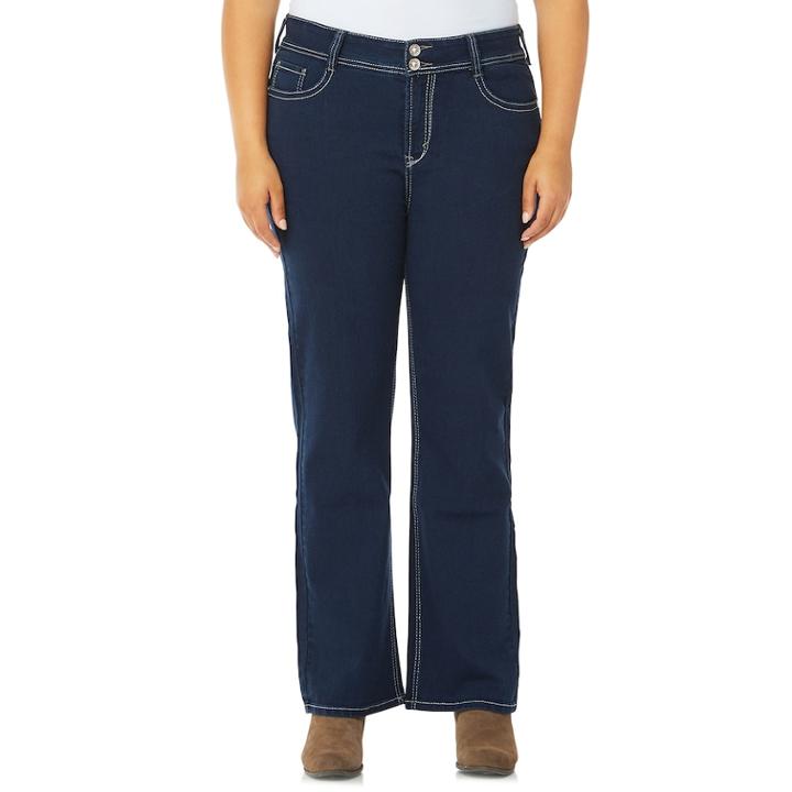 Juniors' Plus Size Wallflower Mid-rise Luscious Curvy Bling Bootcut Jeans, Teens, Size: 20, Light Grey