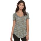 Juniors' Mudd&reg; Short Sleeve V-neck Tee, Teens, Size: Medium, Green