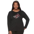 Plus Size Croft & Barrow&reg; Holiday Spirit Tee, Women's, Size: 2xl, Black