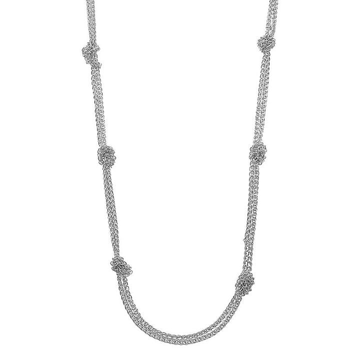 Chaps Long Knotted Station Toggle Necklace, Women's, Silver